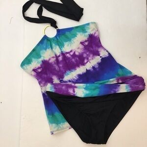 La Bianca 2 piece bathing suit purple green